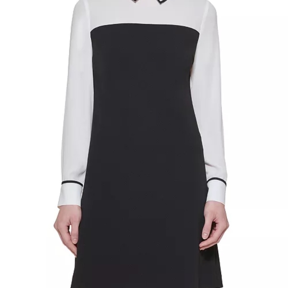 Tommy Hilfiger Black and White Collared Sheath Dress